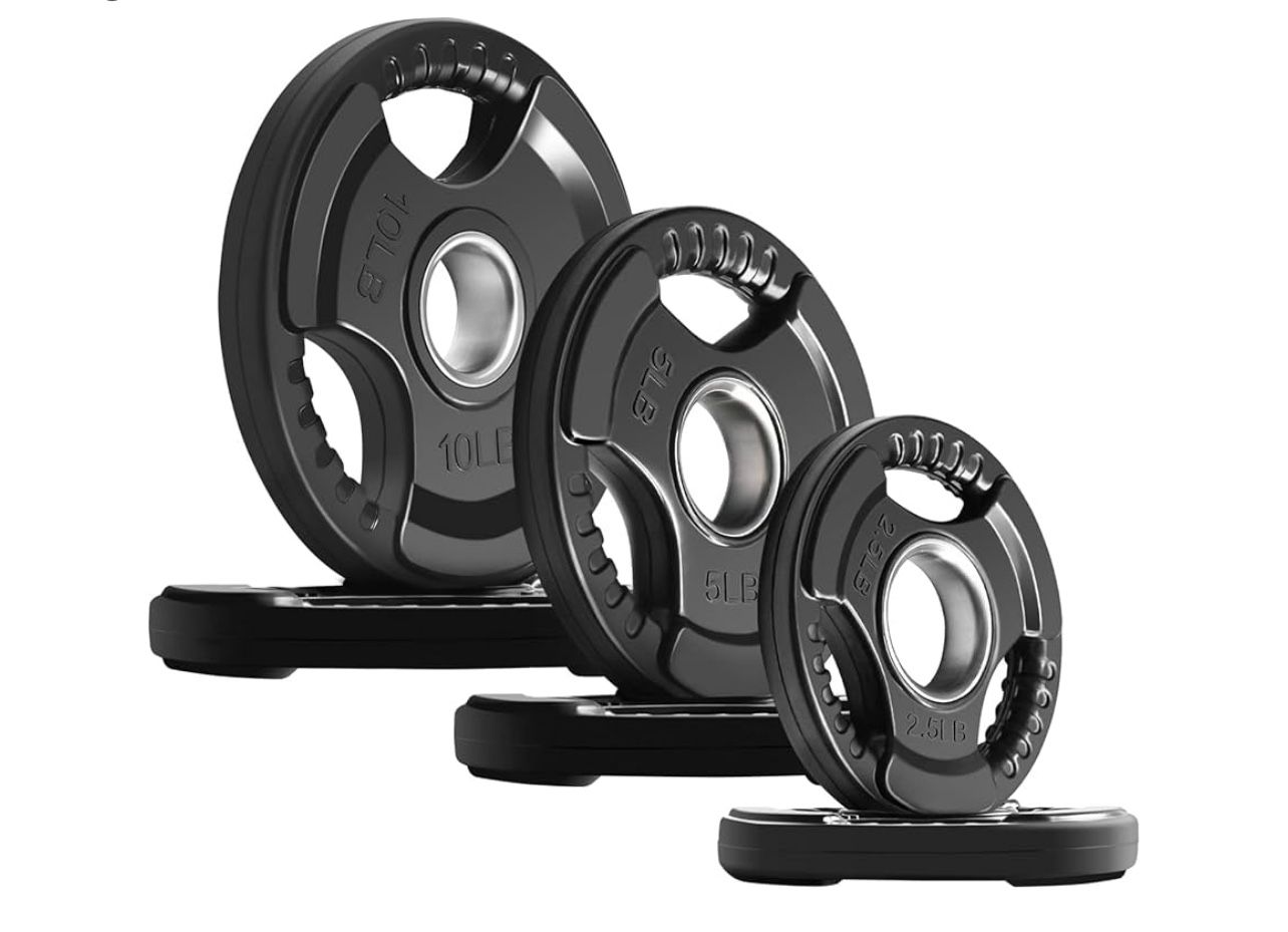 Weight Plates for Barbell, 2-Inch Olympic Rubber Grip Plates for Weightlifting and Strength Training in Home & Gym, Single, Pair and Sets