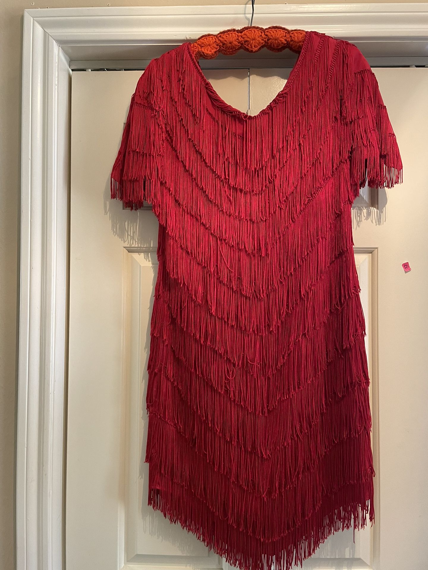 RED FRINGED DRESS