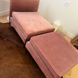 Upholstered Chaise Lounge Chair With Ottoman 