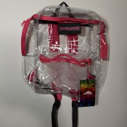 Trailmaker Classic Pink 17 Inch Clear Backpack to school padded straps