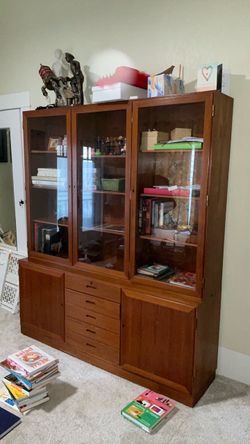 Solid Wood Mid-Century Bookcase