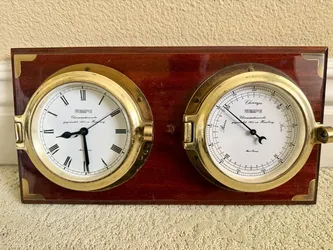 Vintage WEMPE Chronometerwerke Hamburg Germany Marine Barometer And Clock