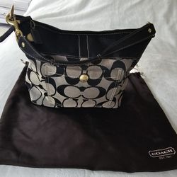 Coach Signature Canvas Hobo Bag 