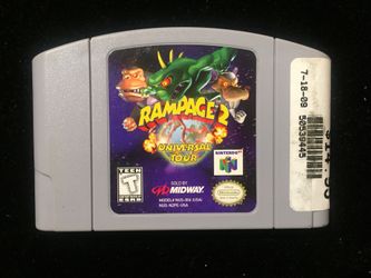 Nintendo 64 N64 Rampage 2 Universal Tour Game Cartridge