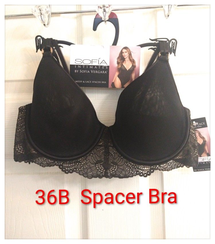 Sofia Intimates ~ Mesh & Lace Spacer Bra, Full Coverage 36B *NWT*