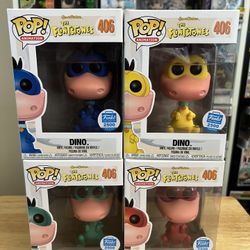 COMPLETE SET 4 2500 PCS LE Dino Flintstones Funko Pop #406 Green Yellow Blue Red