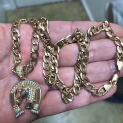 14k pendant 10k chain great deal!