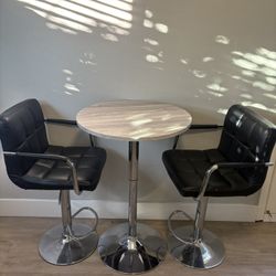 Modern Pub Style Table + Two Barstools