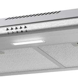 30" Under Cabinet Range Hood, Stainless Steel Kitchen Vent, 3-Speed Fan, LED Light