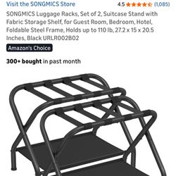 SONGMICS Luggage Racks, Set of 2, Suitcase