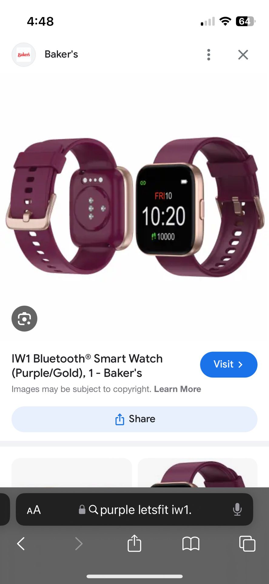 New Letsfit IW1 Smart Watch Purple Gold Brand New