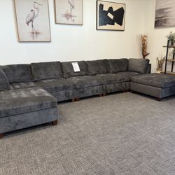 🖤 Dark Gray Modular Sectional + Ottomans – $1399 Steal!