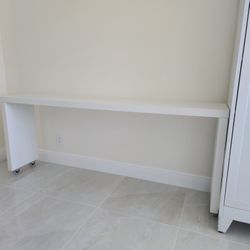IKEA Malm Over the Bed White Console Table with Wheels