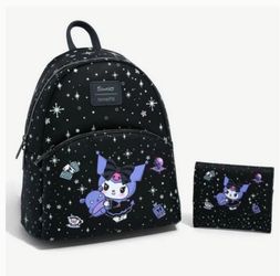 Loungefly kuromi crystal ball glow in the dark mini backpack & matching wallet