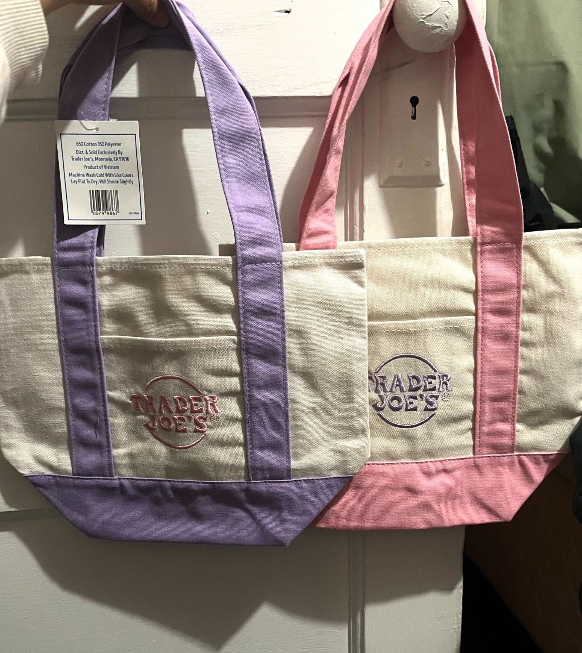 Trader Joes Pastel Tote Bags 
