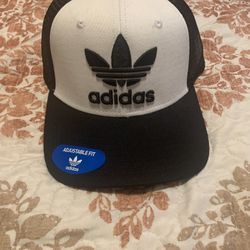 Adidas RN# 90288 Genuine White/Black Cap Hat Adjustable Retro Logo Snapback (New)