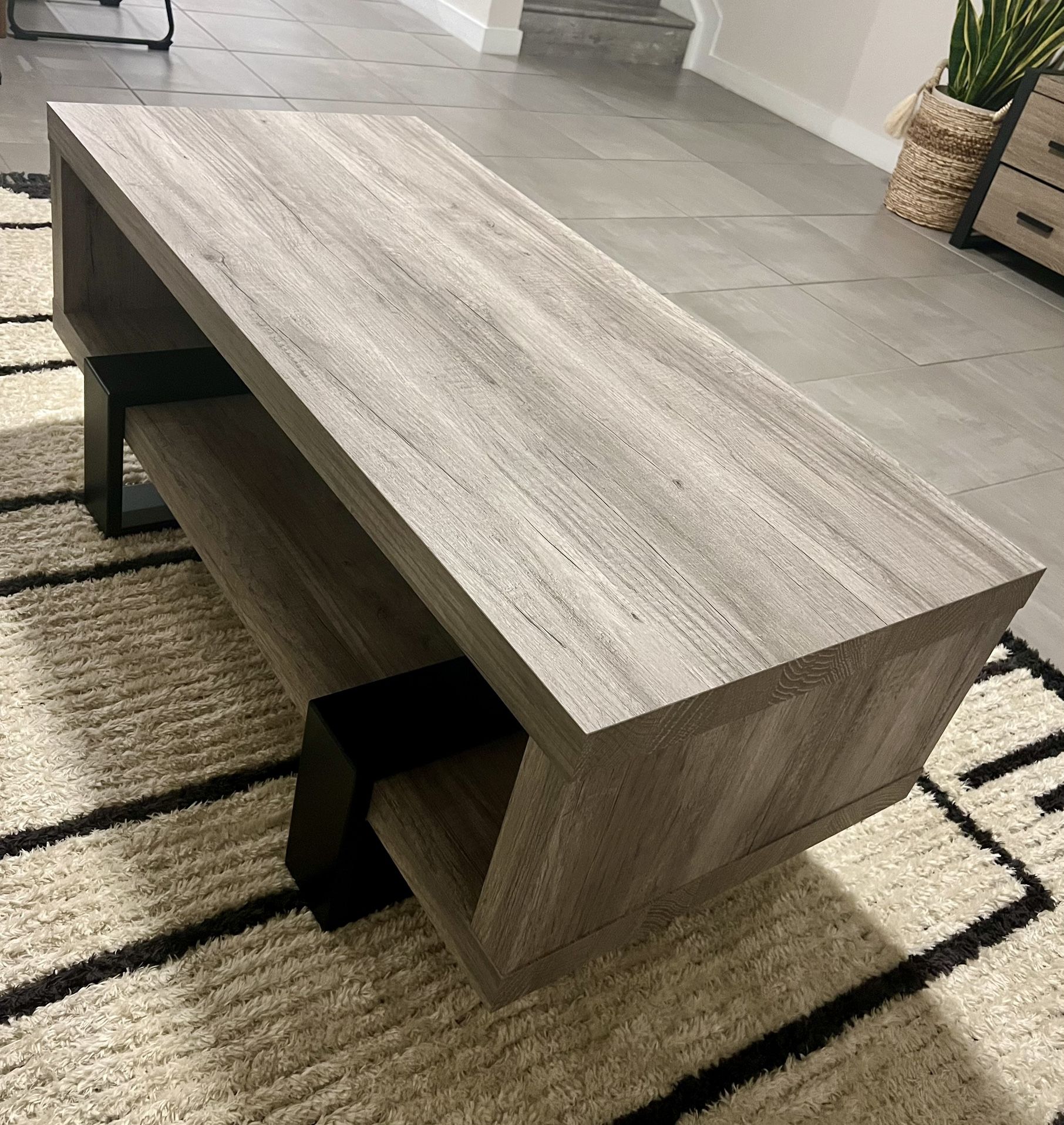 Coffee Table Solid Wood With Metal 