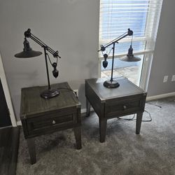 2 End Tables with USB And power outlets and Lamps