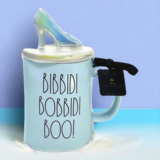 Rae dunn Disney princess collection ceramic coffee mugs/cups. 2022 limited Edition. (Bibbidi Bobbidi boo! Topper mug.)