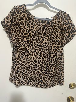 Leopard Print Ruffle Sleeve Blouse