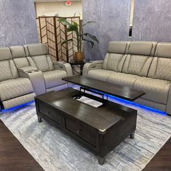 Boyington Gray Or Black Power Reclining Living Room Set Sofa And Loveseat 