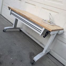 HUSKY Rolling Adjustable Height Work Bench Workbench Table Cart Desk With Power Strip 