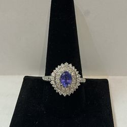 Silver Diamond Ring #110245-10 Mj