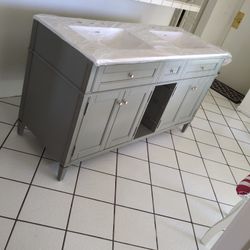 New 60" Bathroom Vanity. Assembled. Grey. Solid.
