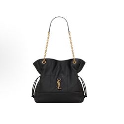 SAINT LAURENT Saint Laurent YSL Jamie Brand Gold Metal Logo Chain Shoulder Strap Lambskin Tote Bag