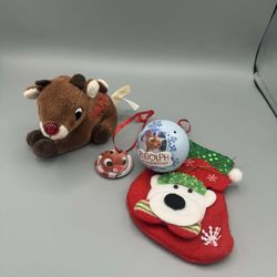 Rudolph Christmas Ornament and Stocking Set