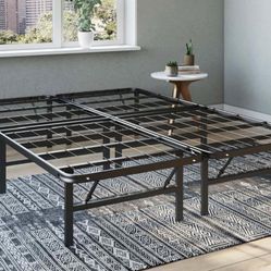 Hercules Metal Bed Frame 14-Inch Platform Bed Frame, Easy Assembly Mattress Foundation, Bed Frame No Box Spring Needed, Heavy Duty Foldable Bedframe, 