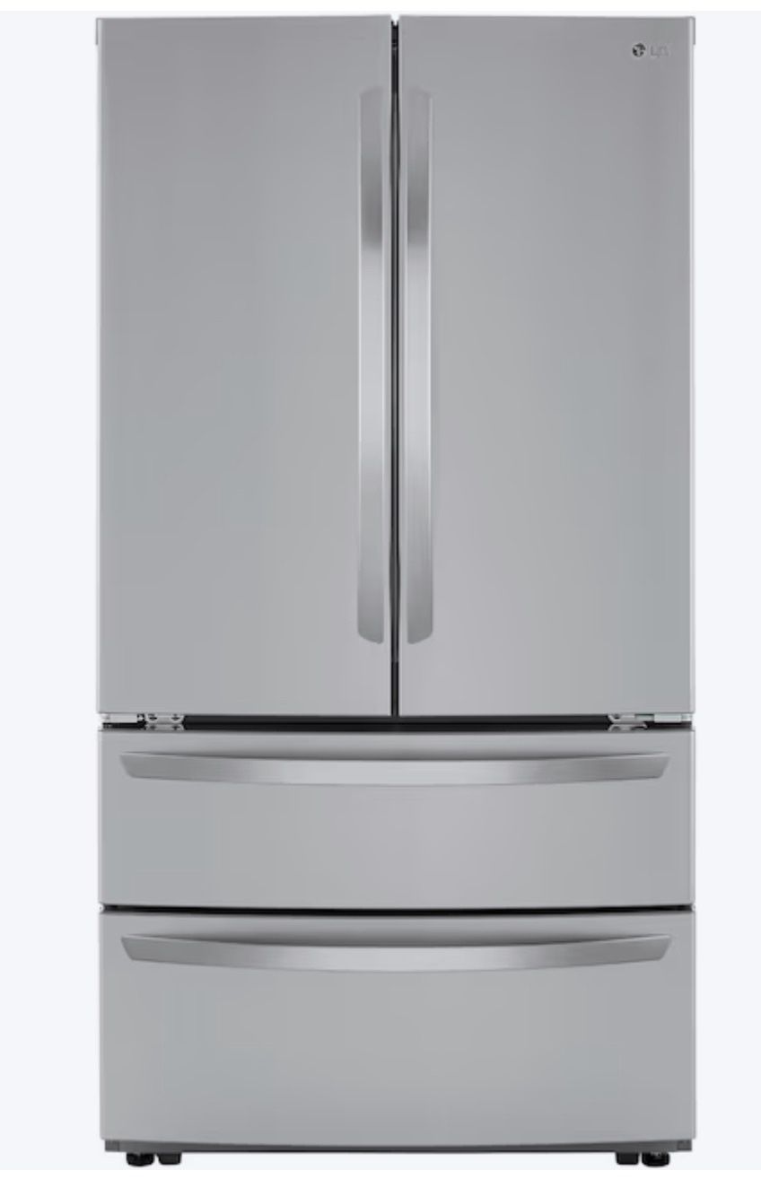 LG Standard-Depth 26.9-cu ft 4 -Door 36-in Wide French Door Refrigerator with Ice Maker with Water Dispenser