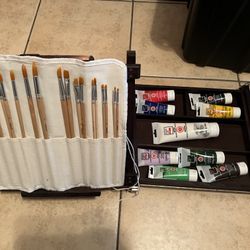 tabletop easel & paint supplies