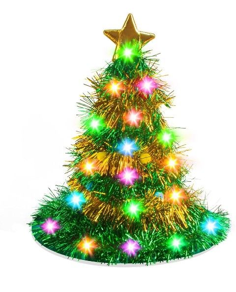 Christmas Tree Hat with Lights - Santa Hat 30 LED Colorful Lights Christmas Costume