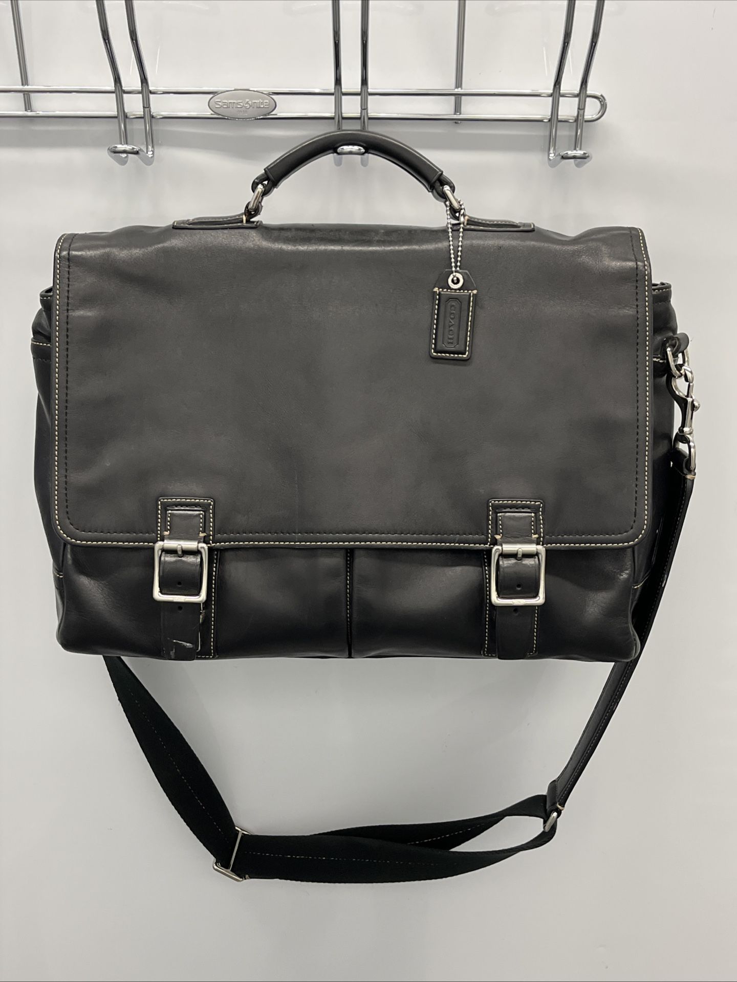 Vintage COACH 70095 Black Leather Briefcase Shoulder Bag