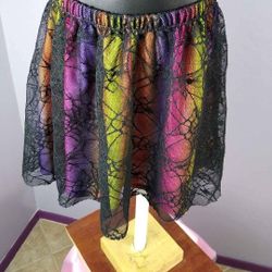 3t multicolor spiderweb design Halloween skirt
100% polyester

