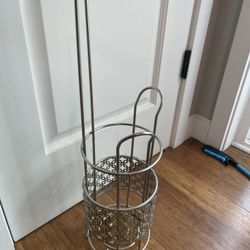 Home Basics Silver Freestanding Pivot Toilet Paper Holder with Storage