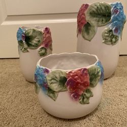 Three Collectible CLF Ceramic Floral Vases and Pot