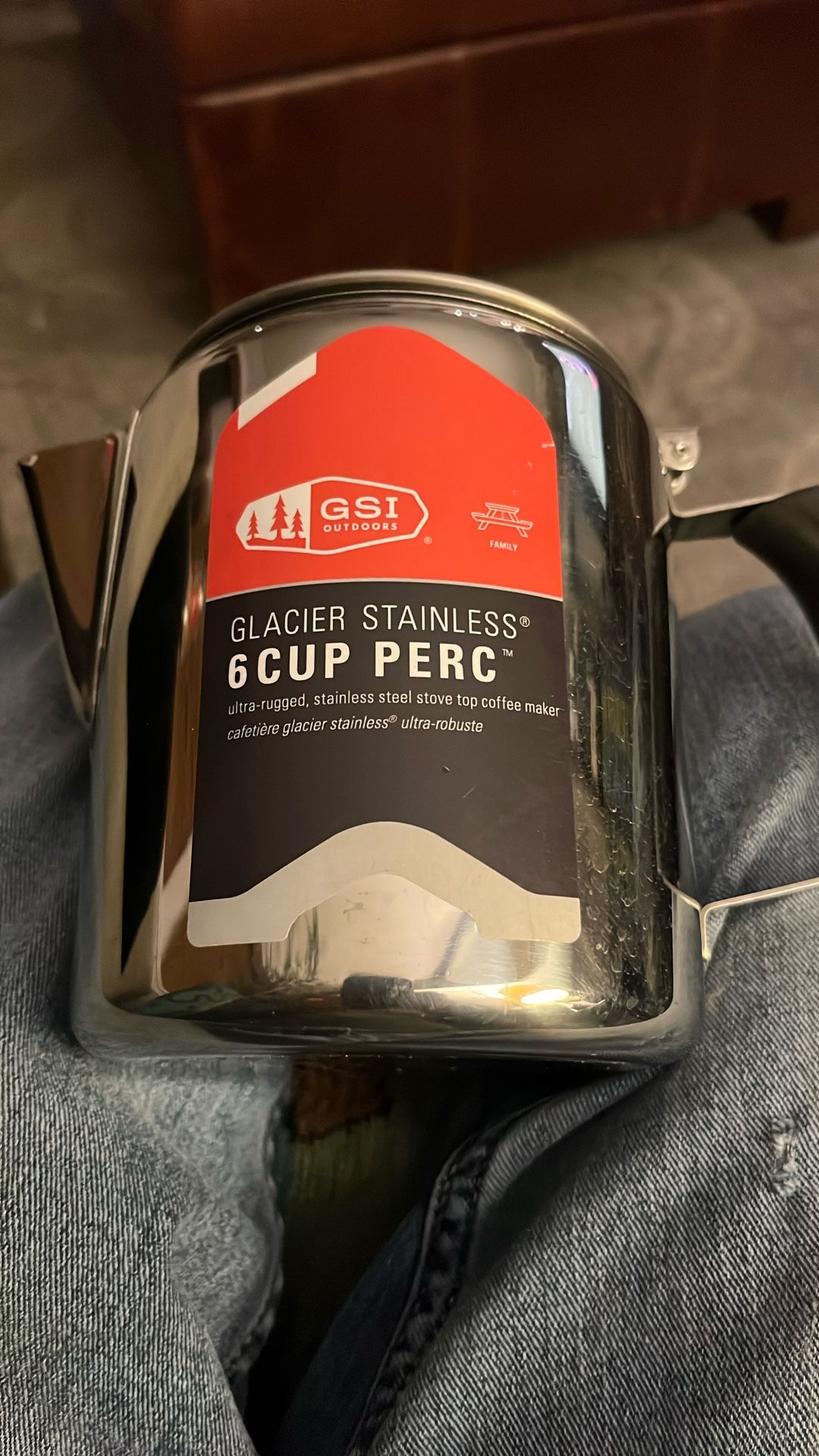 Camping Coffee Pot I Glacier Stainless Steel with Silicone Handle for Camping, Backpacking, Travel, RV & Hunting - Stove Safe