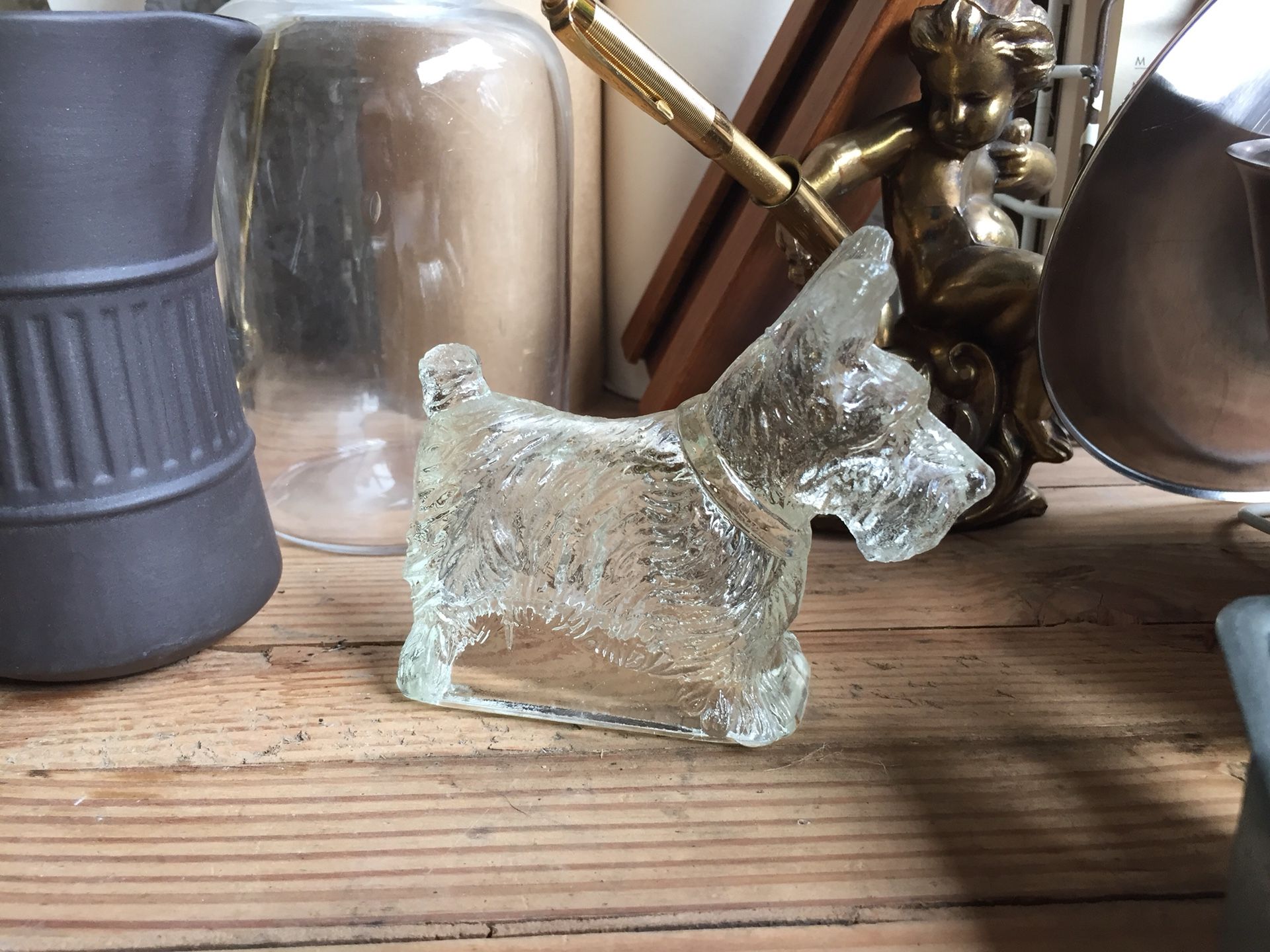 Antique Glass Scottie Dog Figurine