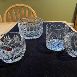 Heavy Vintage 24% Lead Etched Cut Crystal Bowls and Candy Dish