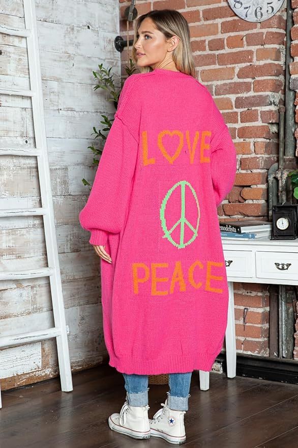 LOVE PEACE Pink long cardigan size S/M