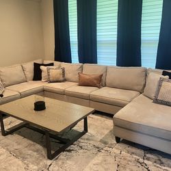 Harvety’s Microsued beige Sectional Sofa 