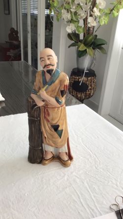 Vintage Chinese Ceramic Figurine woodcutter in Shiwan ware.  ##4