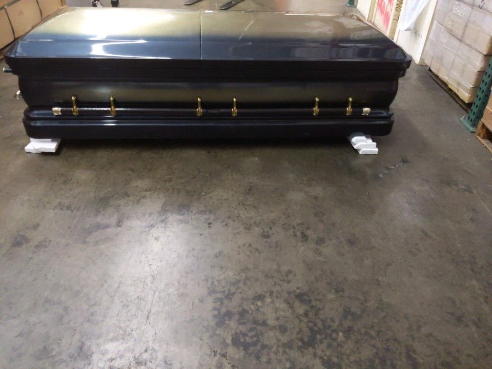 Sapphire Royal Blue & Gold Brush / Blue Velvet Casket