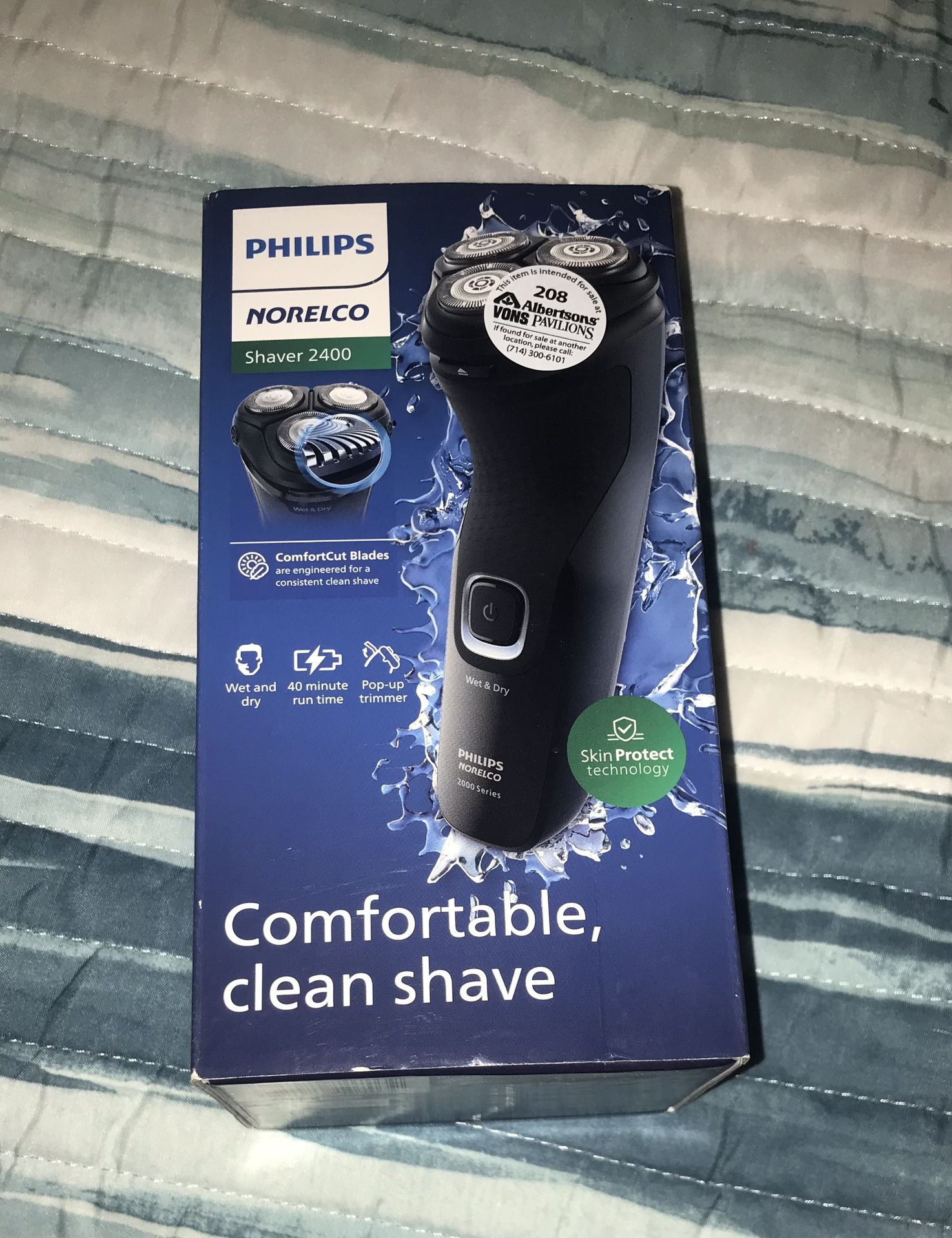 NEW!! Philips Norelco - Shaver 2400, Cordless Electric Shaver with Pop-Up Trimmer - Black