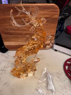 Brand NEW XMGZQ 13.3" Tall Gold Acrylic Christmas Reindeer Figurines with LED Light, Large Deer Statues Sculpture Tabletop Ornaments for Luxurious Sim