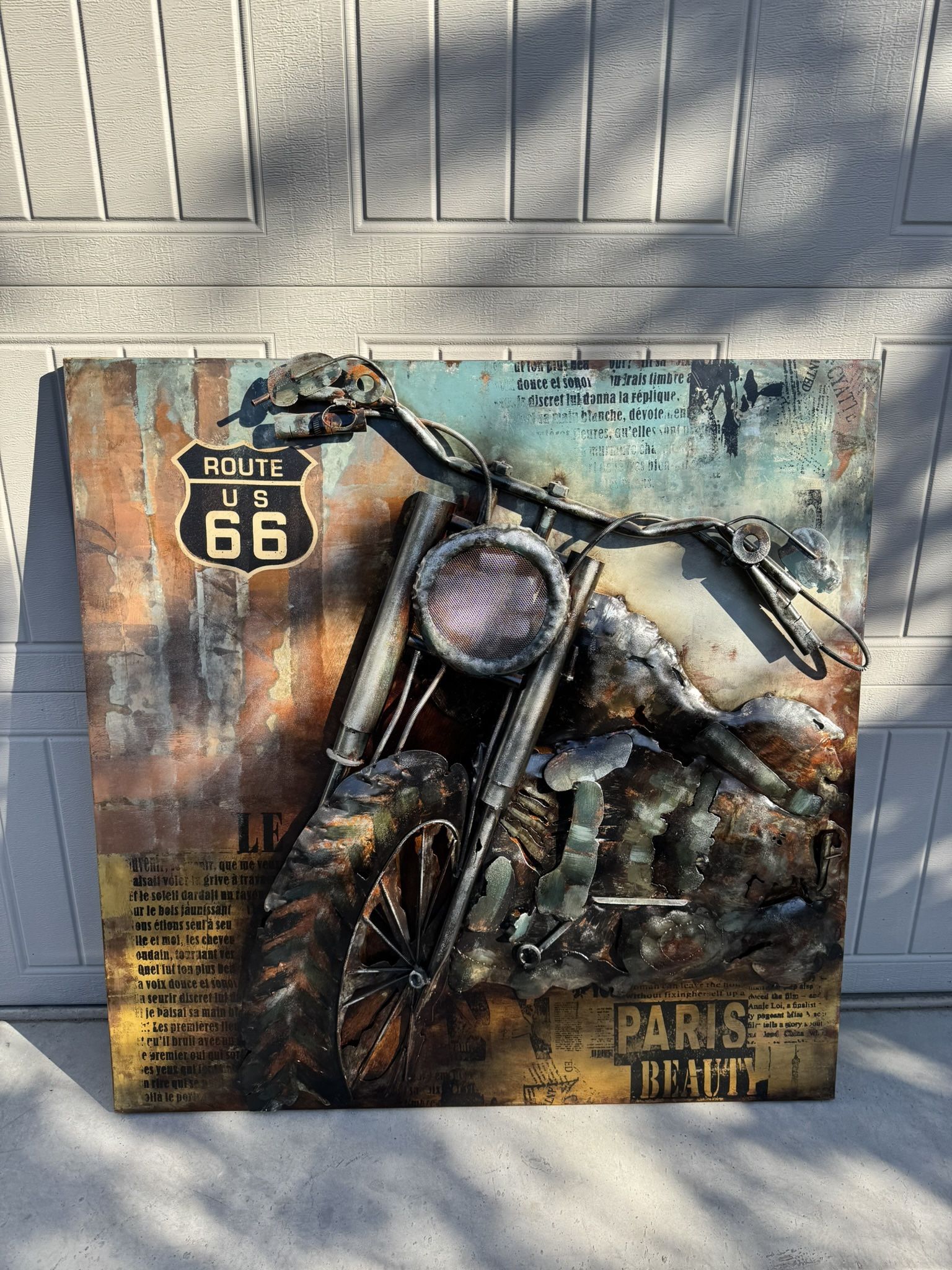 Empire Art Direct "Motorcycle I" Iron Hand Painted 3D Dimensional Picture  Metal 3D motorcycle art 40”x40” 