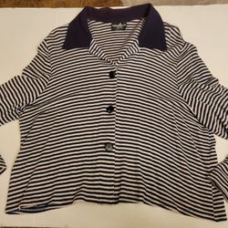 Vintage Women's 1980s Top By Positive Attitude Stretchy Rayon Collared Sz Large