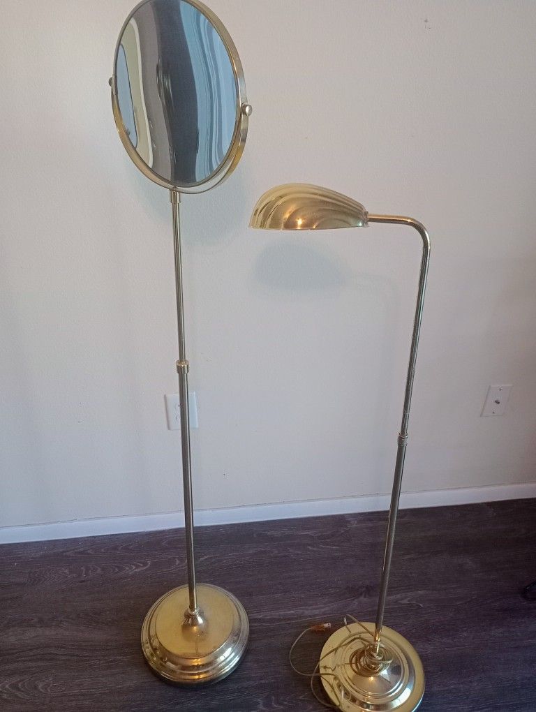 Gold Stand Mirror Lamp Vanity